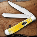 Case XX Trapper Pocket Knife Trusharp Surgical Steel Blades Yellow Bone Handle
