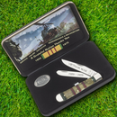 Case XX Vietnam War Trapper Gift Set Pocket Knife Stainless Blades Natural Bone Handle 22040