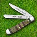 Case XX Vietnam War Trapper Gift Set Pocket Knife Stainless Blades Natural Bone Handle 22040