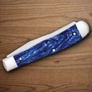 Case XX Trapper Pocket Knife Stainless Steel Blades Sparxx Blue Kirinite Handle