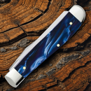 Case XX Mini Trapper Pocket Knife Stainless Blades Sparxx Blue Kirinite Handle 23432