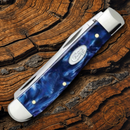 Case XX Mini Trapper Pocket Knife Stainless Blades Sparxx Blue Kirinite Handle 23432