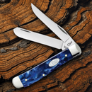 Case XX Mini Trapper Pocket Knife Stainless Blades Sparxx Blue Kirinite Handle 23432