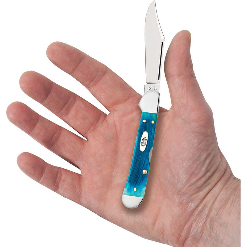 Case XX Mini Copperlock Folding Knife Stainless Steel Locking Clip Blade Caribbean Blue Sawcut Bone Handle 25585 -Case Cutlery - Survivor Hand Precision Knives & Outdoor Gear Store