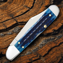 Case XX Masonic Mini Copperlock Folding Knife 2.72" Stainless Blade Blue Bone Handle 25531