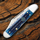 Case XX Masonic Mini Copperlock Folding Knife 2.72" Stainless Blade Blue Bone Handle 25531