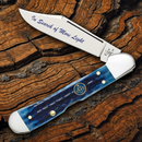 Case XX Masonic Mini Copperlock Folding Knife 2.72" Stainless Blade Blue Bone Handle 25531