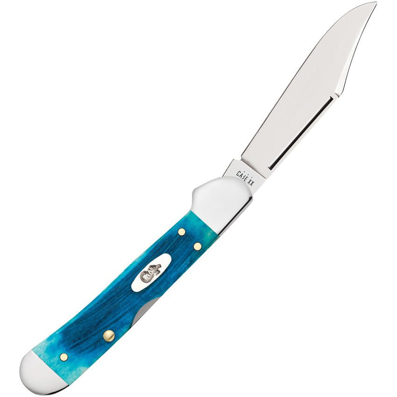 Case XX Mini Copperlock Folding Knife Stainless Steel Locking Clip Blade Caribbean Blue Sawcut Bone Handle 25585 -Case Cutlery - Survivor Hand Precision Knives & Outdoor Gear Store