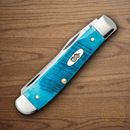 Case XX Mini Trapper Pocket Knife Stainless Blades Caribbean Blue Jigged Bone 25593