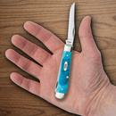 Case XX Mini Trapper Pocket Knife Stainless Blades Caribbean Blue Jigged Bone 25593