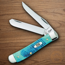 Case XX Mini Trapper Pocket Knife Stainless Blades Caribbean Blue Jigged Bone 25593