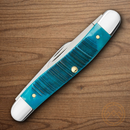 Case XX Medium Stockman Pocket Knife Stainless Blades Caribbean Blue Bone Handle 25597
