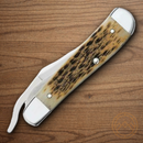 Case XX Russlock Folding Knife 2.7" Stainless Blade Amber Jigged Bone Handle 00260