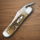 Case XX Russlock Folding Knife 2.7" Stainless Blade Amber Jigged Bone Handle 00260