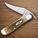 Case XX Russlock Folding Knife 2.7" Stainless Blade Amber Jigged Bone Handle 00260