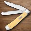 Case XX Trapper Pocket Knife Carbon Steel Blades Yellow Smooth Synthetic Handle 30114