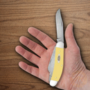 Case XX Sowbelly Pocket Knife Chrome Vanadium Carbon Steel Blades Yellow Synthetic Handle 30118
