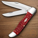 Case XX Folding Hunter Pocket Knife Carbon Steel Blades Red Jigged Bone Handle