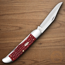 Case XX Folding Hunter Pocket Knife Carbon Steel Blades Red Jigged Bone Handle