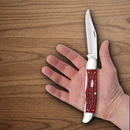 Case XX Folding Hunter Pocket Knife Carbon Steel Blades Red Jigged Bone Handle