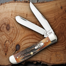 Case XX Trapper Pocket Knife Stainless Steel Blades Burnt Jigged Bone Stag Handle 03573