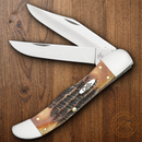 Case XX Hunter Pocket Knife Stainless Steel Blades Burnt Bonestag Handle 03574