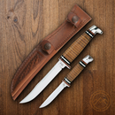 Case XX Cutlery Twin Finn Two Piece Set Hunting Knife Stainless Blade Leather Handle 00372