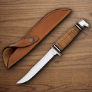 Case XX Hunter Fixed Knife 5" Stainless Steel Clip Blade Stacked Leather Handle