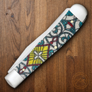 Case XX Trapper Pocket Knife Stainless Steel  Blades Stained Glass Color Wash Natural Bone Handle