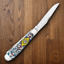 Case XX Trapper Pocket Knife Stainless Steel  Blades Stained Glass Color Wash Natural Bone Handle