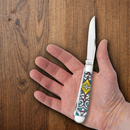 Case XX Trapper Pocket Knife Stainless Steel  Blades Stained Glass Color Wash Natural Bone Handle