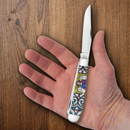 Case XX Trapper Pocket Knife Stainless Steel Blades Stained Glass Color Wash Natural Bone Handle