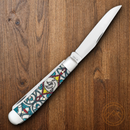 Case XX Trapper Pocket Knife Stainless Steel Blades Stained Glass Natural Bone Handle