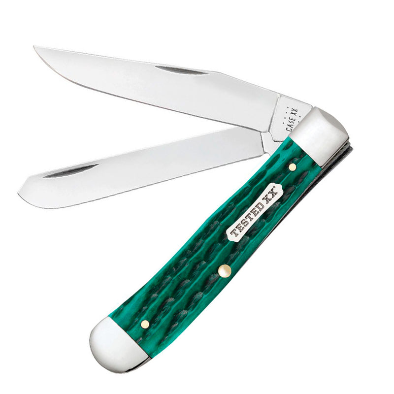 Case XX Trapper Pocket Knife Stainless Steel Clip And Spey Blades Jade Kinfolk Jigged Bone Handle 48940 -Case Cutlery - Survivor Hand Precision Knives & Outdoor Gear Store