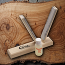 Case XX V Sharpening Kit Natural Soft Arkansas Stone Used Dry Or W/ Honing Oil