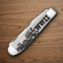 Case XX WWII Trapper Pocket Knife Stainless Steel Blades Natural Bone Handle 50950