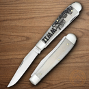 Case XX WWII Trapper Pocket Knife Stainless Steel Blades Natural Bone Handle 50950