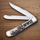 Case XX WWII Trapper Pocket Knife Stainless Steel Blades Natural Bone Handle 50950
