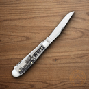 Case XX WWII Trapper Pocket Knife Stainless Steel Blades Natural Bone Handle 50950