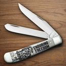 Case XX Enduring Freedom Trapper Pocket Knife Stainless Steel Blades Natural Bone Handle 50955