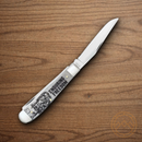 Case XX Enduring Freedom Trapper Pocket Knife Stainless Steel Blades Natural Bone Handle 50955