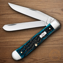 Case XX Trapper Pocket Knife Stainless Steel Blades Blue Peach Seed Bone Handle