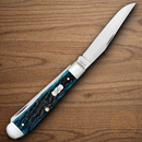 Case XX Trapper Pocket Knife Stainless Steel Blades Blue Peach Seed Bone Handle