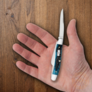 Case XX Stockman Pocket Knife Tru-Sharp Surgical Steel Clip / Sheepsfoot And Spey Blades Pocket Worn Peach Seed Jig Mediterranean Blue Bone Handle 51851