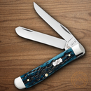 Case XX Mini Trapper Pocket Knife Stainless Steel Blades Blue Jigged Bone Handle