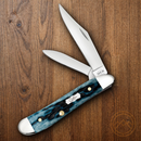 Case XX Peanut Pocket Knife Stainless Steel Clip And Pen Blades Mediterranean Blue Jigged Bone Handle 51858