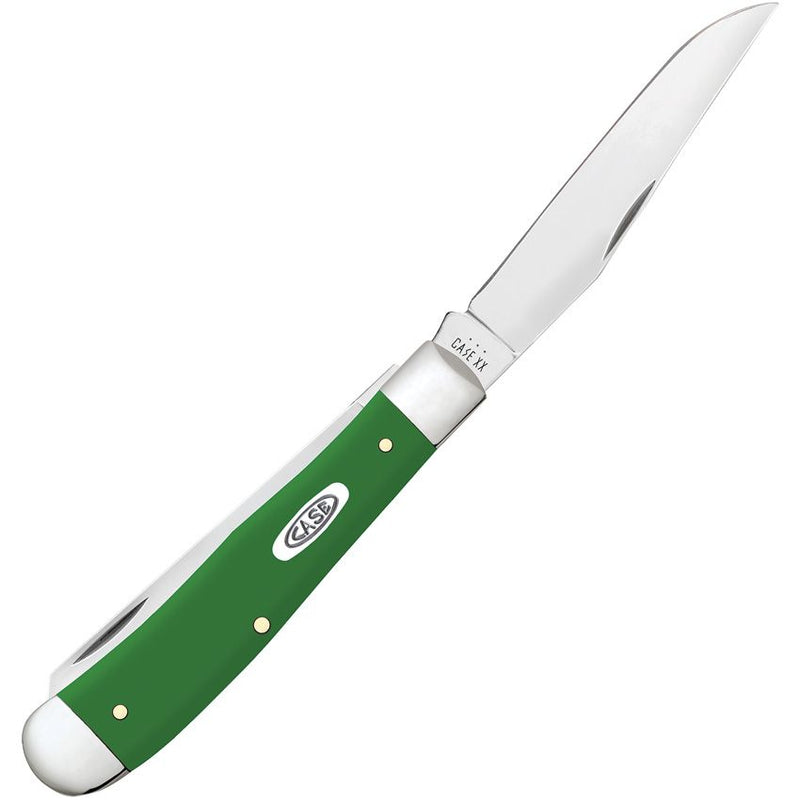 Case XX Trapper Pocket Knife Stainless Steel Clip And Spey Blades Green Smooth Synthetic Handle 53390 -Case Cutlery - Survivor Hand Precision Knives & Outdoor Gear Store