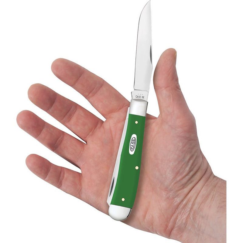 Case XX Trapper Pocket Knife Stainless Steel Clip And Spey Blades Green Smooth Synthetic Handle 53390 -Case Cutlery - Survivor Hand Precision Knives & Outdoor Gear Store