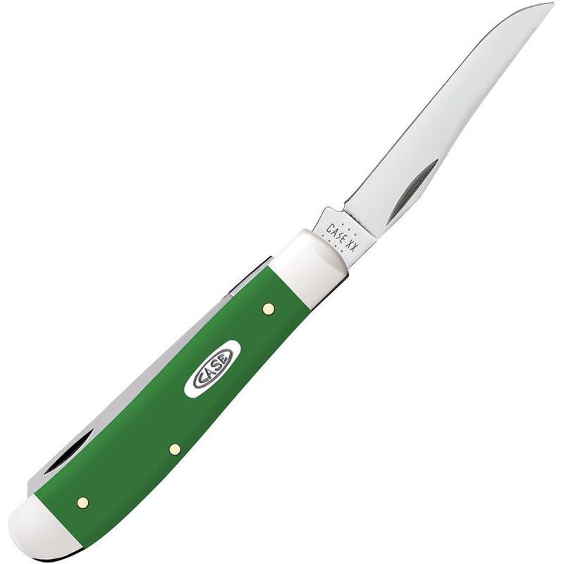 Case XX Mini Trapper Pocket Knife Stainless Steel Clip And Spey Blades Green Smooth Synthetic Handle 53391 -Case Cutlery - Survivor Hand Precision Knives & Outdoor Gear Store