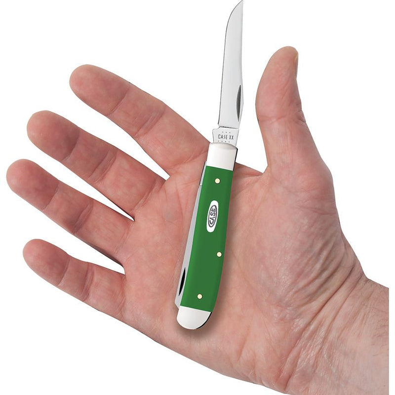 Case XX Mini Trapper Pocket Knife Stainless Steel Clip And Spey Blades Green Smooth Synthetic Handle 53391 -Case Cutlery - Survivor Hand Precision Knives & Outdoor Gear Store